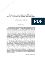 La Pena Convencional y Su Modificación Judicial. en Especial, La Cláusula Penal Moratoria