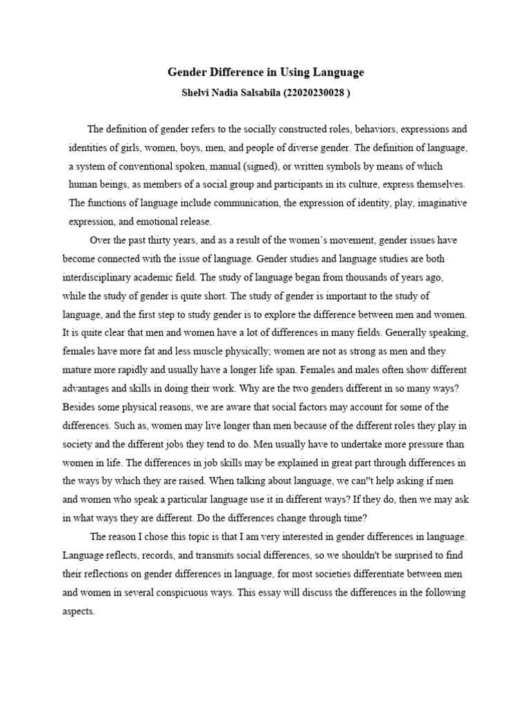 Gender Differences in Language Use | PDF | Gender | Gender Studies