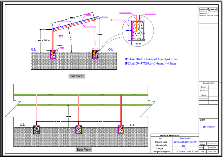 Fixed Solar Mounting Structure Drawing | PDF | Equipment