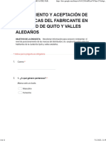 Conocimiento y Aceptación de Las Marcas Del Fabricante en La Ciudad de Quito y Valles Aledaños