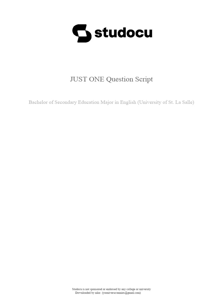 Just One Question Script 1 | PDF | Jesus