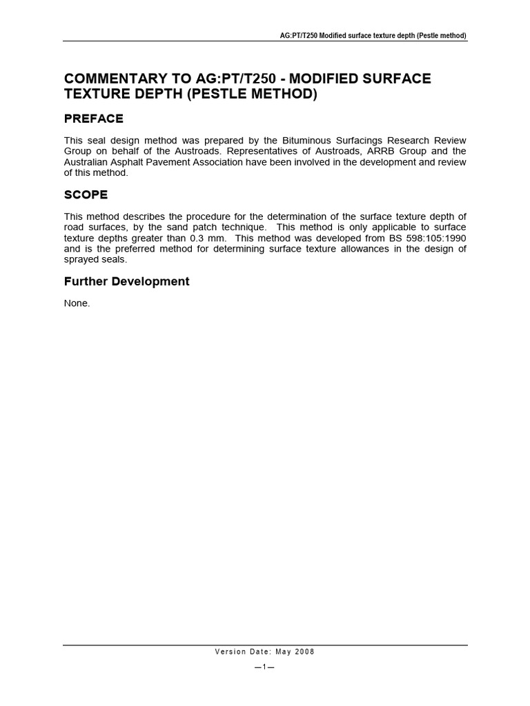Sand Patch Test Method for Texture Depth | PDF | Road Surface | Sand