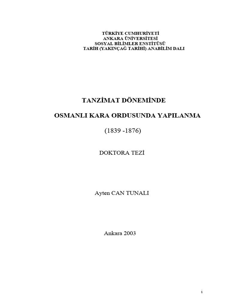 Tanzimat Döneminde Osmanlı Kara Ordusunda Yapılanma | PDF