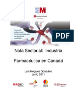 Nota Sectorial: El Sector Farmacéutico en Canadá