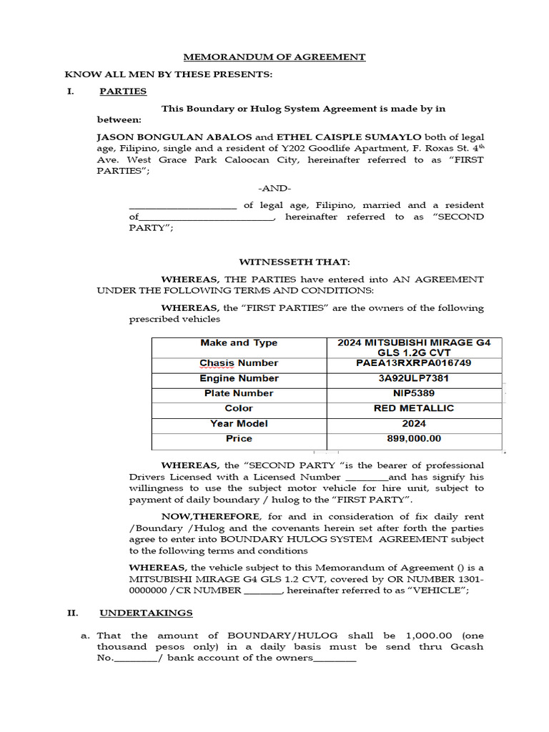 Boundary Hulog System Agreement | PDF | Breach Of Contract | Justice