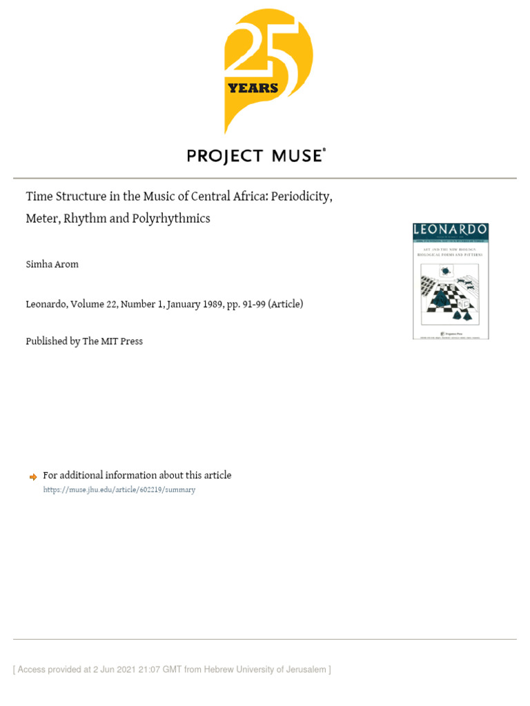 Rhythm and Periodicity in Central Africa | PDF | Rhythm | Musical Notation
