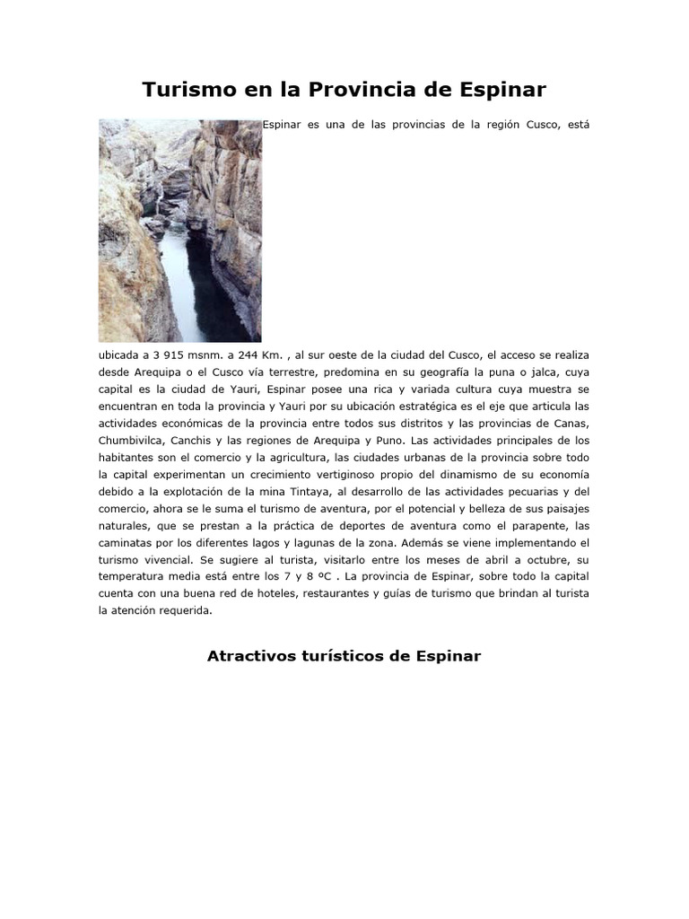 Atractivos Turísticos de Espinar | PDF | Imperio Inca | Arte roquero