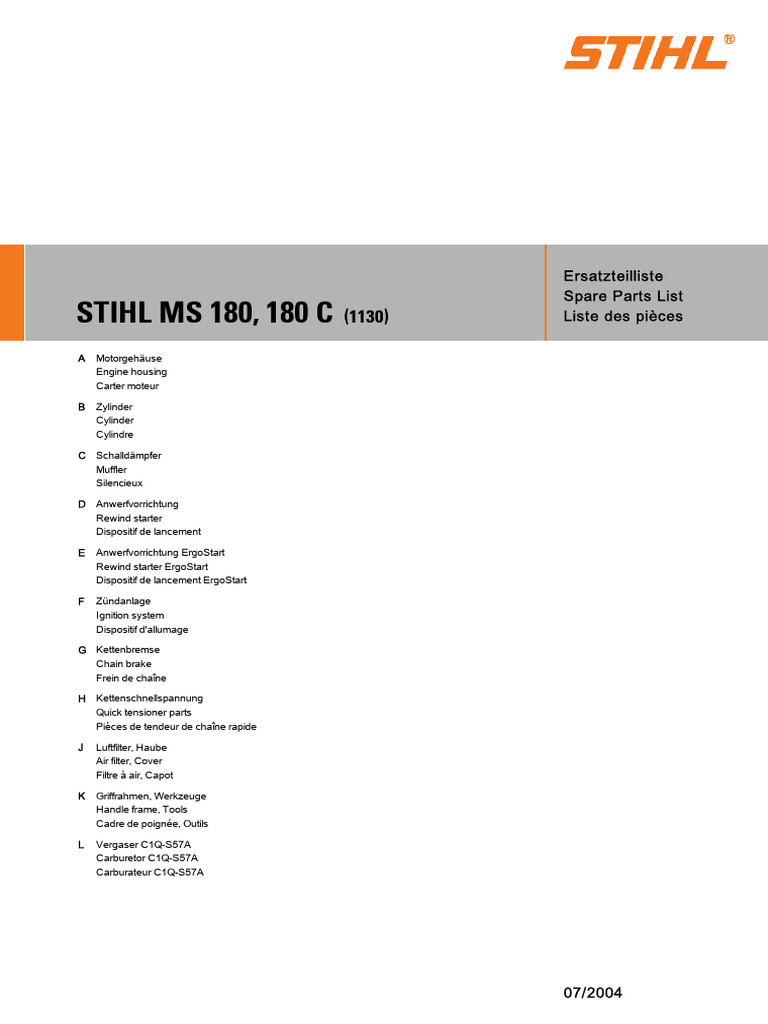 Carter pour frein de chaîne pour Stihl 017, 018, MS170, MS180. 1130 021 1100