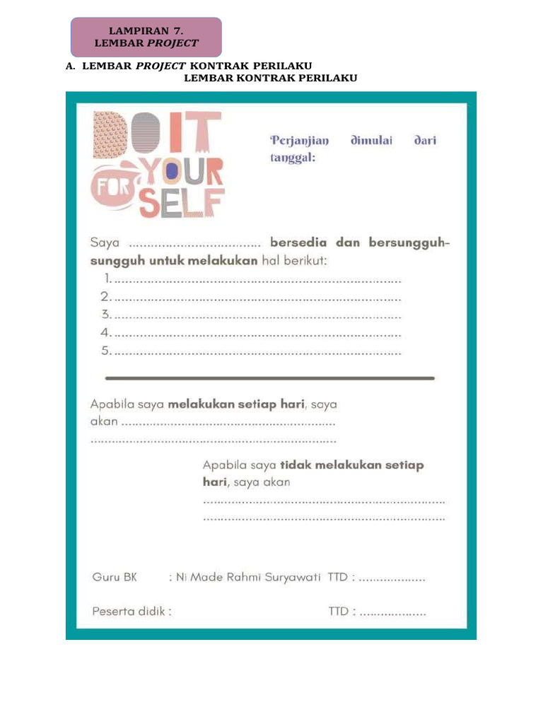 LEMBAR PROJECT KONTRAK PERILAKU | PDF