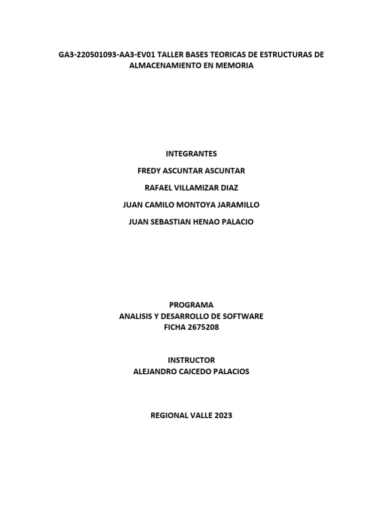 Taller bases teoricas de estructuras de almacenamiento en memoria ga3