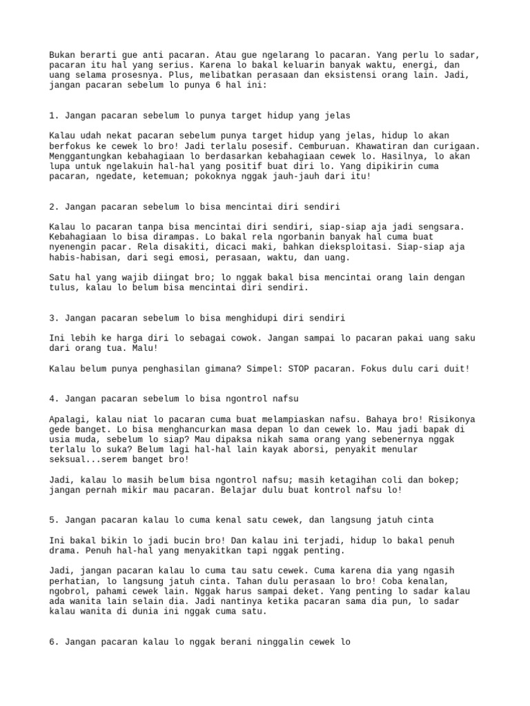 Persiapan Sebelum Pacaran Serius | PDF
