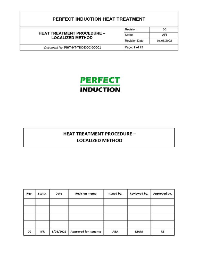 PIHT-HT-TSB-DOC-00001 - Heat Treatment Procedure Preheat & PWHT | PDF ...