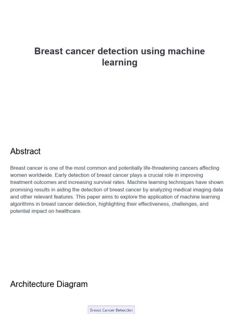 Breast cancer detection using machine learning | PDF