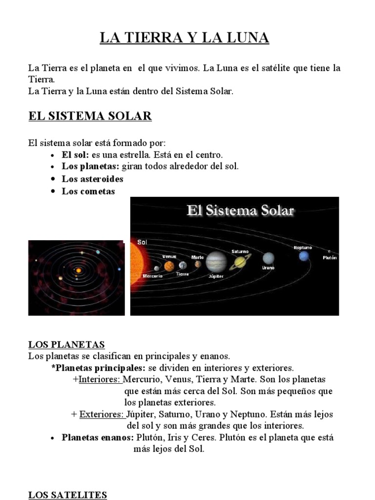 Tierra y Luna en el Sistema Solar | PDF