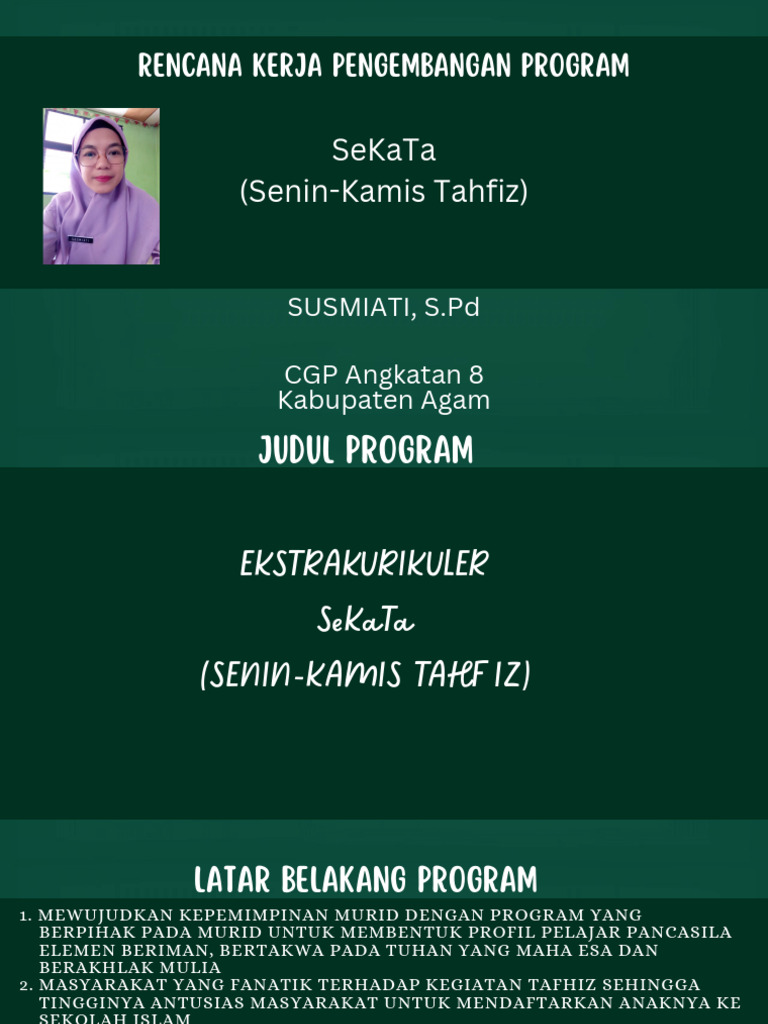 Rencana Program SeKaTa Tahfiz SD | PDF | Kesehatan Holistik