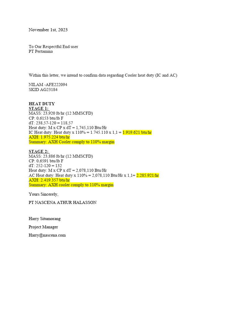 Heat Duty Calculation NILAM PDF