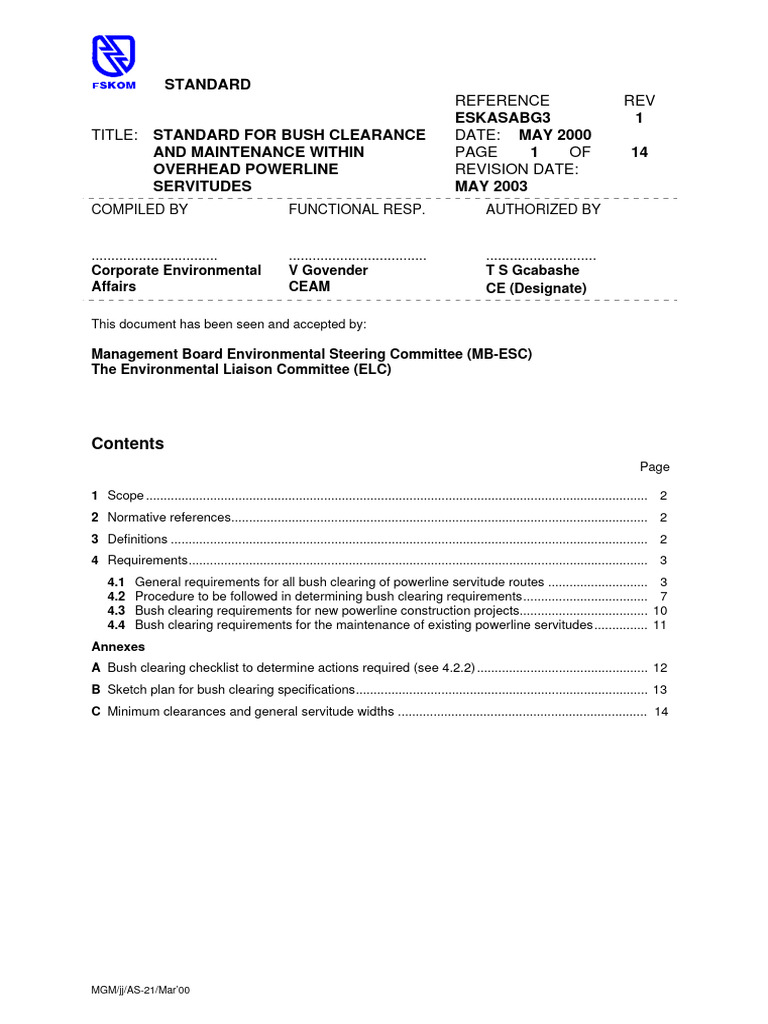 Bush Clearance Standards for Powerlines | PDF | Deforestation | Road
