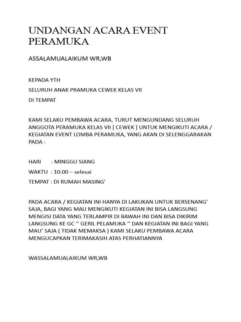 Undangan Acara Event Peramuka | PDF