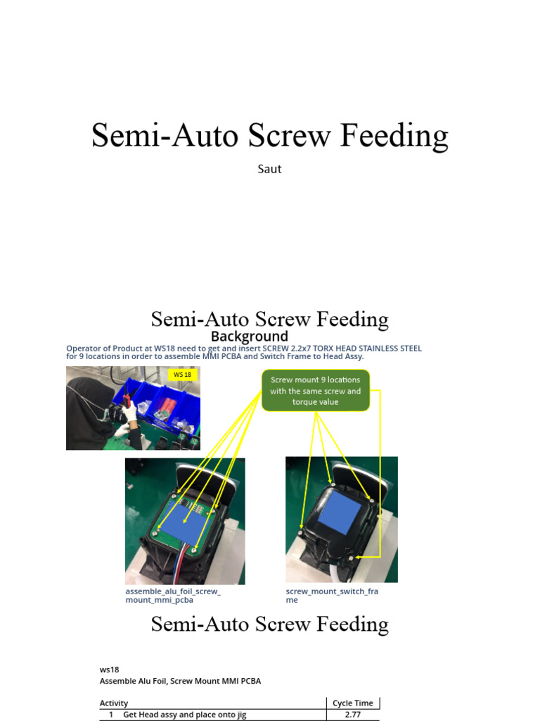 Semi-Auto Screw Feeding Process Analysis | PDF | Metalworking ...