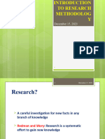 Introduction To Research Methodology