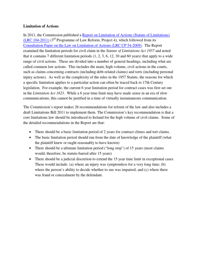 Limitation of Actions PDF