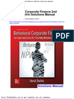 Behavioral Corporate Finance 2nd Edition Shefrin Solutions Manual