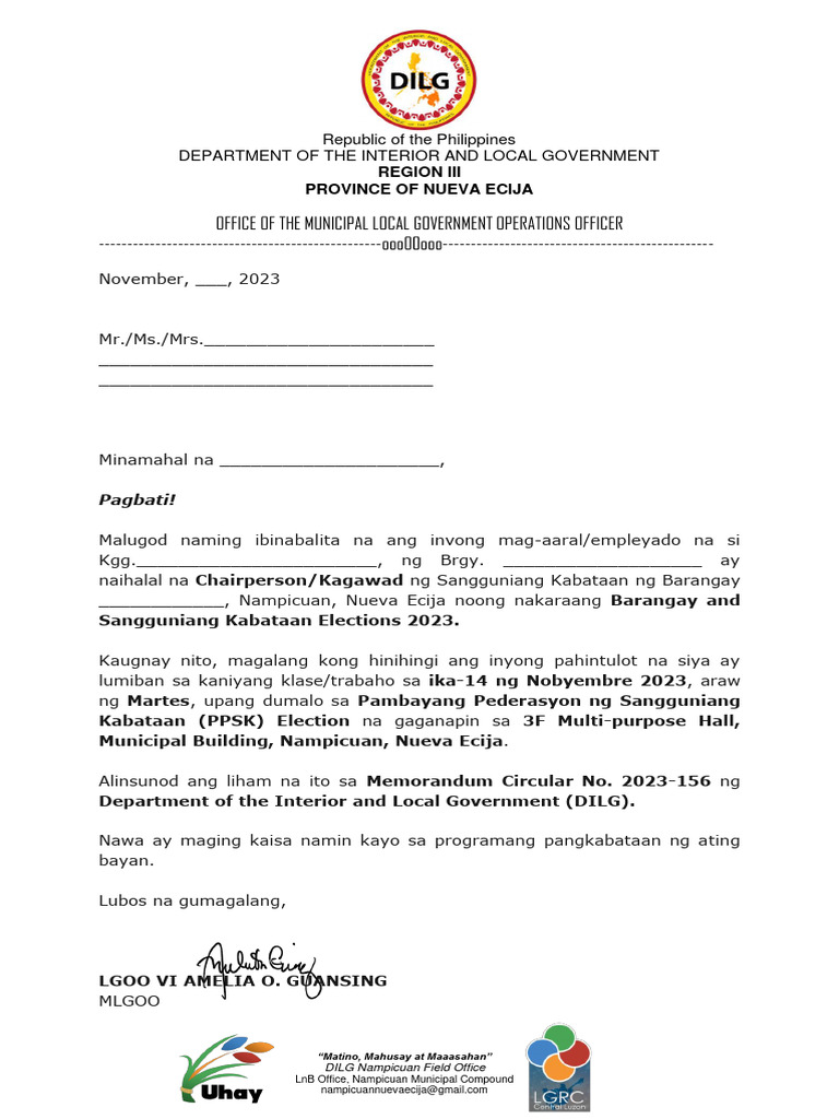 LIHAM NG PAGLIBAN PPSK Election | PDF