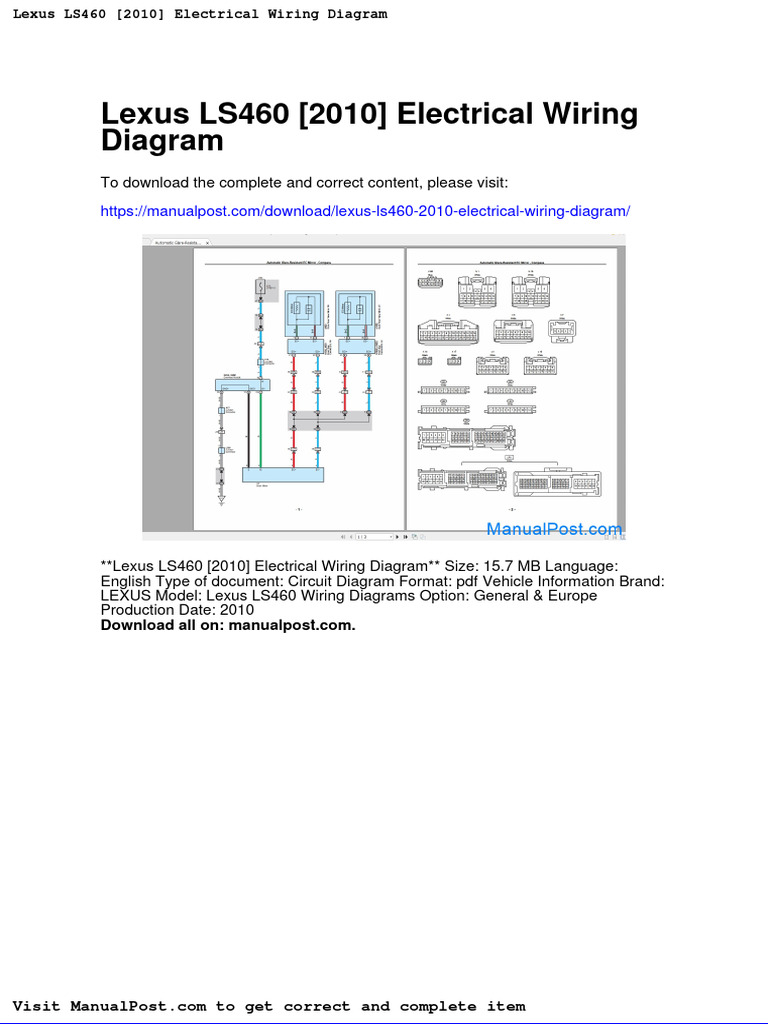 Lexus Ls460 2010 Electrical Wiring Diagram PDF