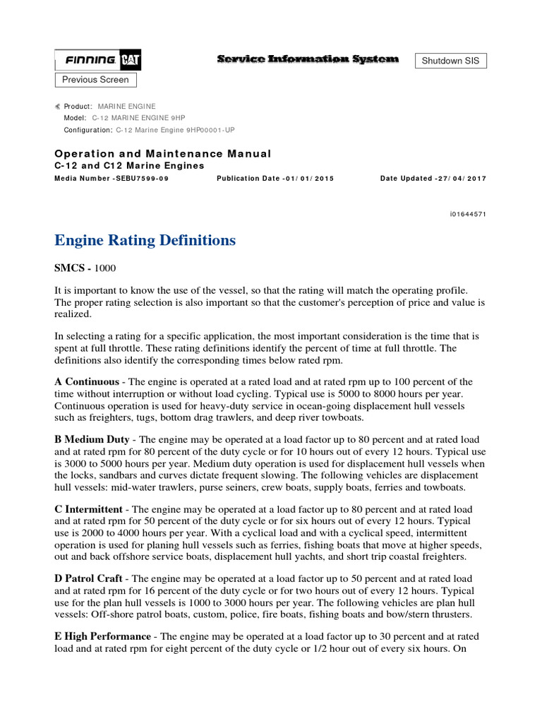 Engine Rating Definitions PDF Boats Yacht
