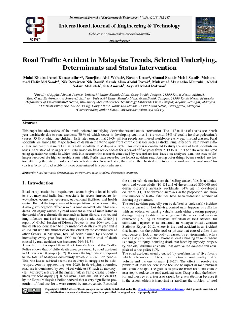 Road Traffic Accident in Malaysia Trends | PDF | Traffic Collision ...