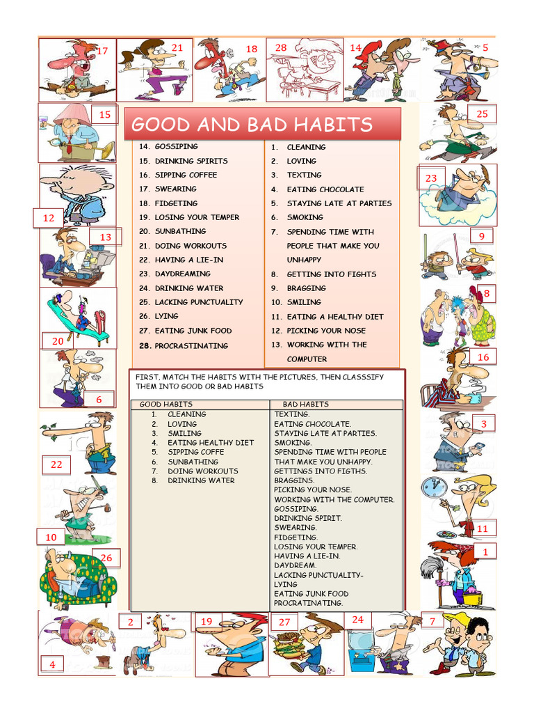 Good and Bad Habits for Kids | PDF | Health Promotion | Eating ...
