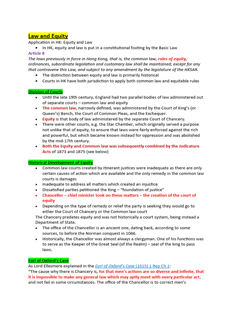 Law and Equity | PDF | Equity (Law) | Trust Law