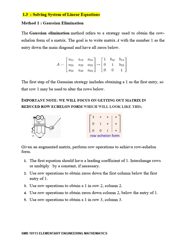 Solving Linear Equations: Gaussian Method | PDF | Mathematical Concepts ...