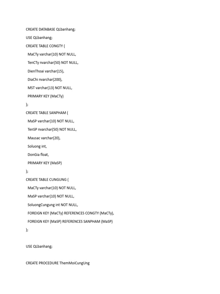Create database qlbanhang pdf