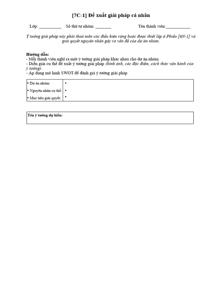 10. (7C-1) Đề Xuất Giải Pháp Cá Nhân | PDF