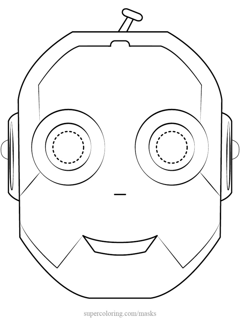 Robot Mask Outline Coloring Page | PDF