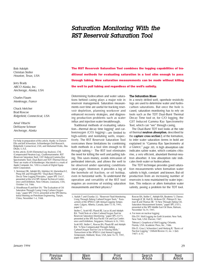 Reservoir Saturation Monitoring Techniques | PDF | Neutron | Gamma Ray