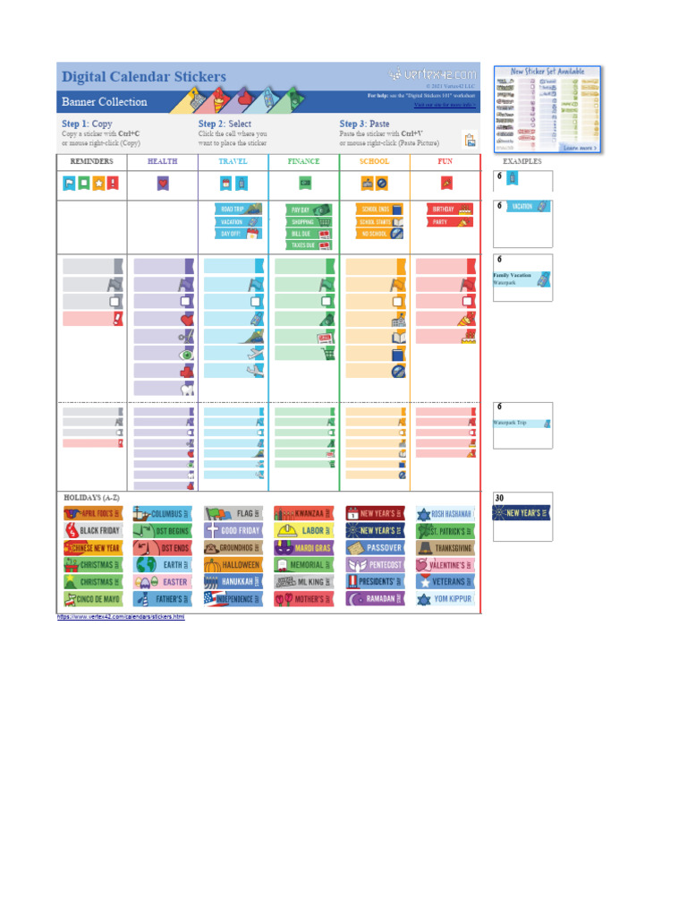Free Digital Calendar Stickers