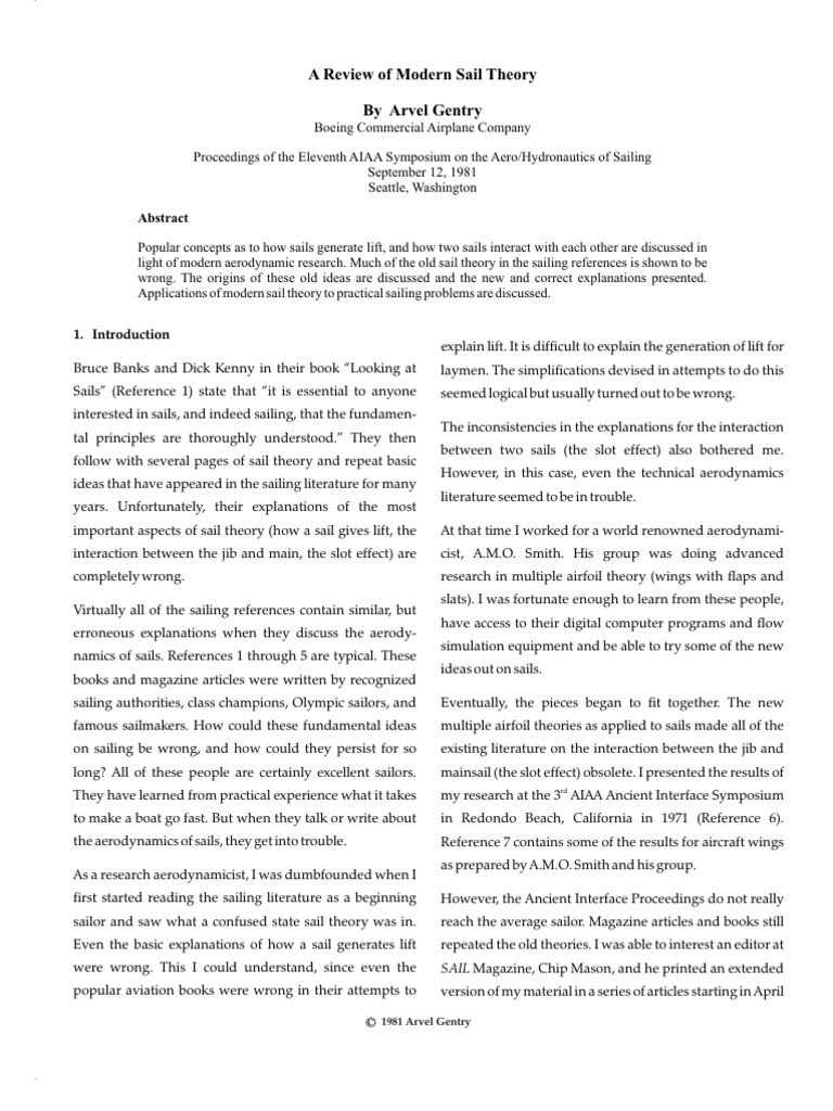 A Review of Modern Sail Theory | PDF | Lift (Force) | Airfoil