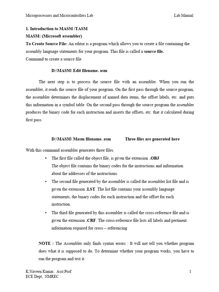 MPMC Lab Programs 2020-21 | PDF | Assembly Language | Computer Program