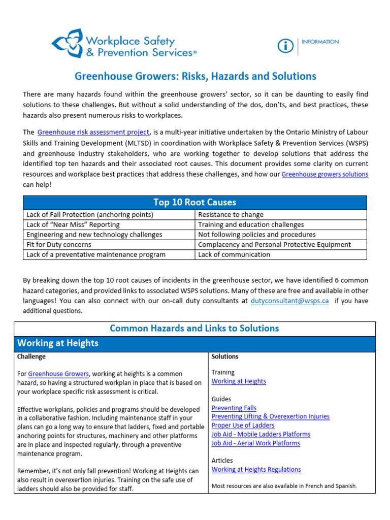 Greenhouse Hazards and Solutions Guide | PDF | Personal Protective ...