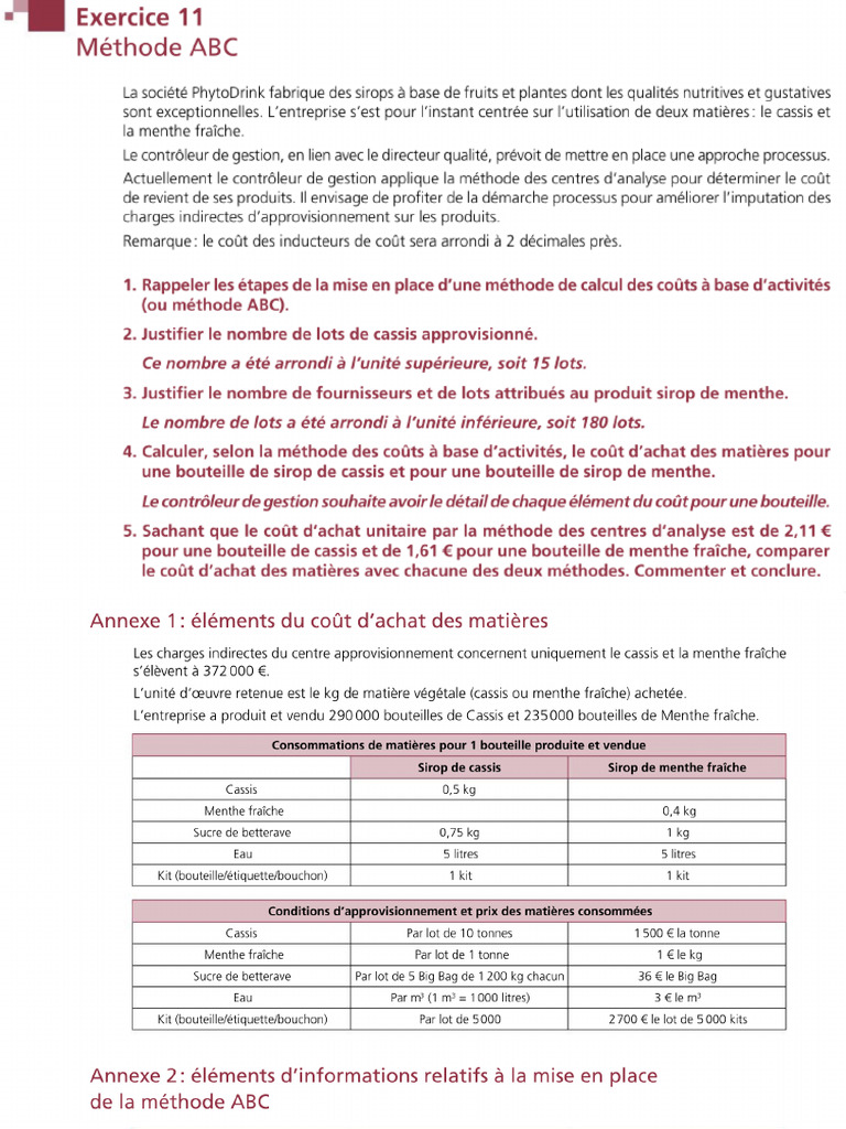 Exercices ABC Et Imputation Rationnelle | PDF