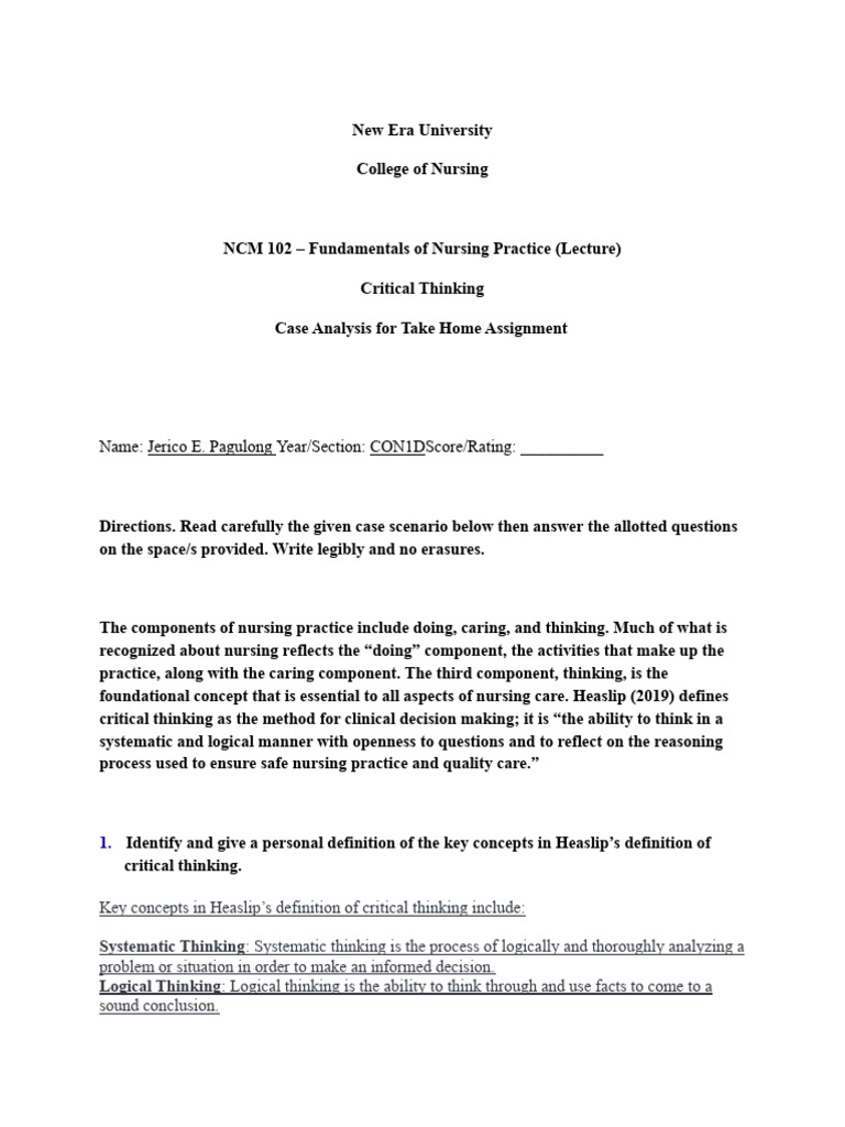Critical Thinking in Nursing Practice | PDF | Critical Thinking | Thought