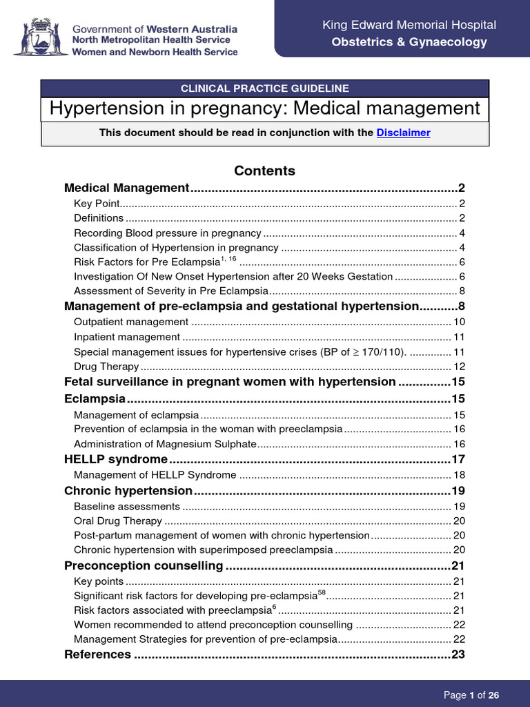Hypertension in Pregnancy Medical Management | PDF | Hypertension ...