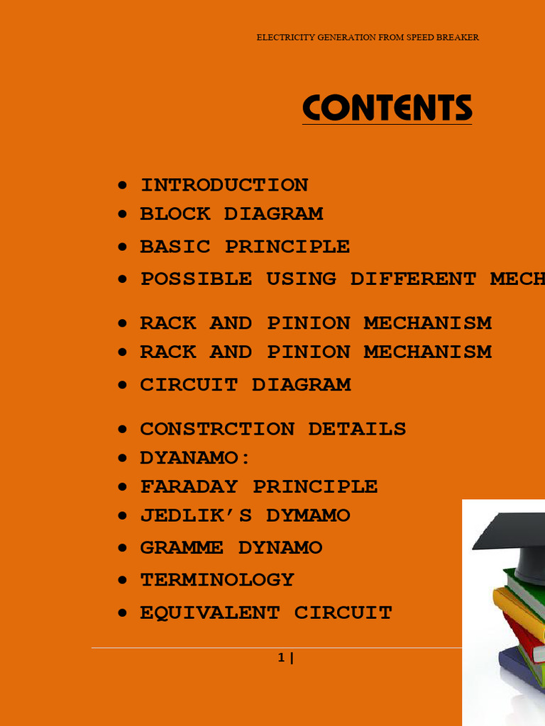 Speed Breaker Electricity Generation System | PDF | Electric Generator ...
