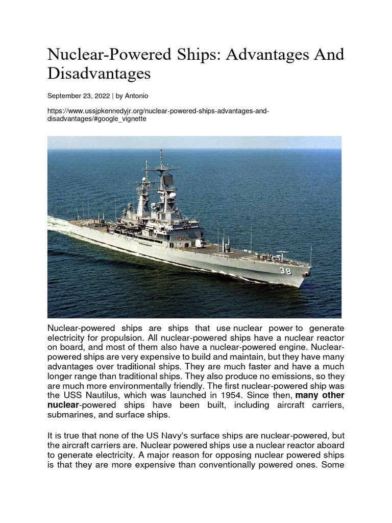 Nuclear Powered Ships Advantages and Disadvantages PDF Nuclear