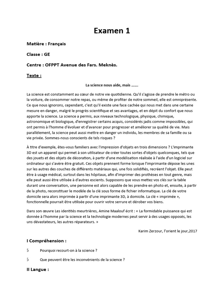 Inconvénients de la science et technologie | PDF | Science | Imprimante ...