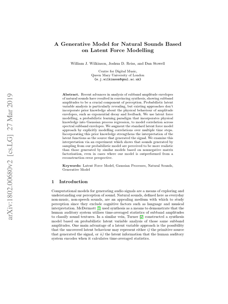 A generative model for natural sounds based pdf information sound