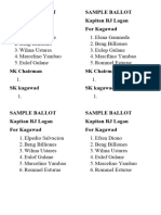 Sample Ballot Kapitan RJ Lagan For Kagawad Sample Ballot Kapitan RJ Lagan For Kagawad