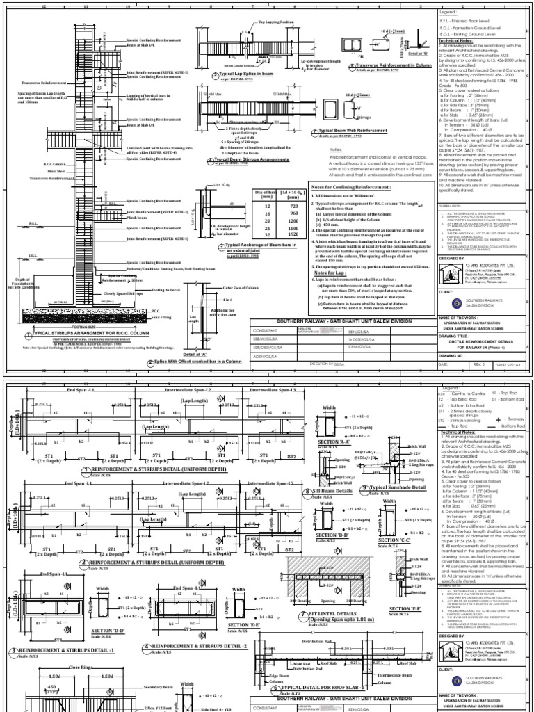 STANDARD DUCTILE DETAILING, BEAM & SLAB REINFORCEMENT DETAILS PDF